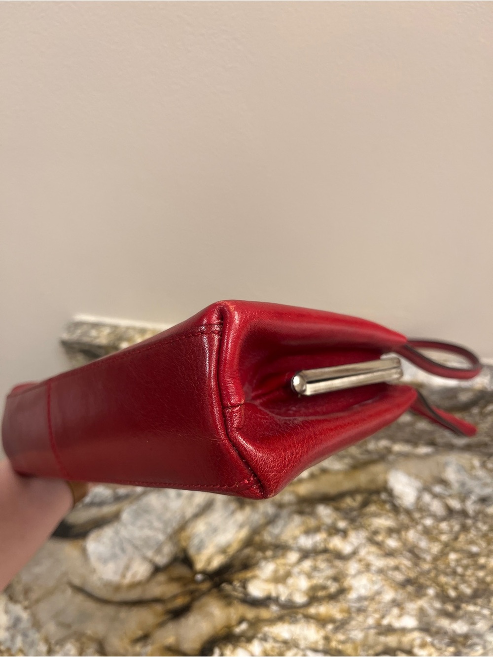 Vintage Pelle Studio Wilsons Leather Red Leather kiss-lock shoulder bag - Picture 10 of 12